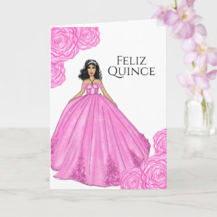 Carte d'anniversaire de Quinceanera rose