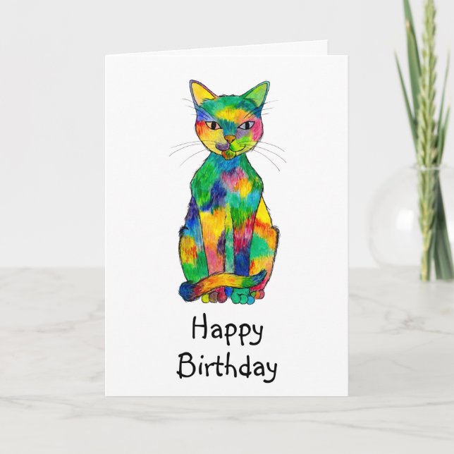Carte d'anniversaire de Rainbow Cat (Devant)