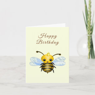 Carte d'anniversaire de reine abeille mignonne