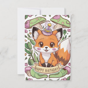 Carte d'anniversaire de Renard coloré magique
