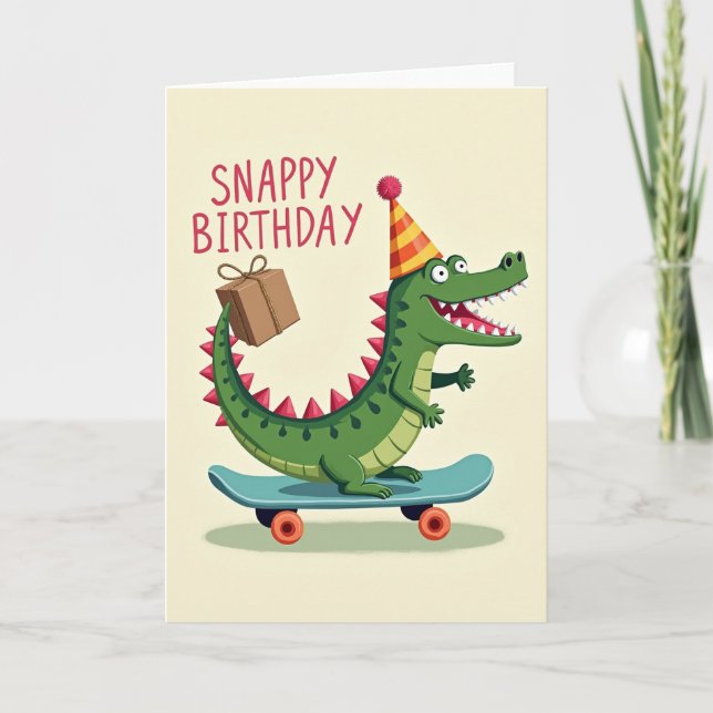 Carte d'anniversaire de reptile Snappy (Devant)