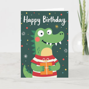 Carte d'anniversaire de reptile souriant
