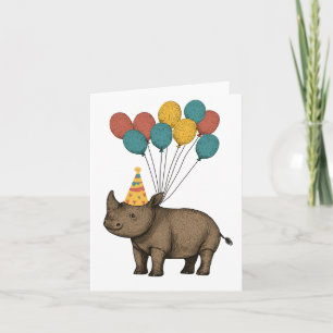 Carte d'anniversaire de Rhino adorable