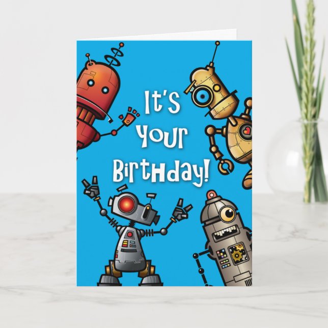 Carte d'anniversaire de robot (Devant)