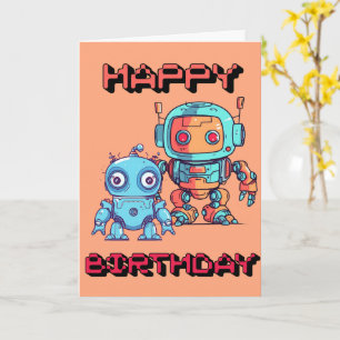 Carte d'anniversaire de robot mignon pour enfants