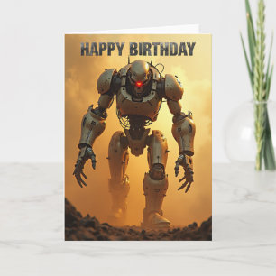 Carte d'anniversaire de robot puissant