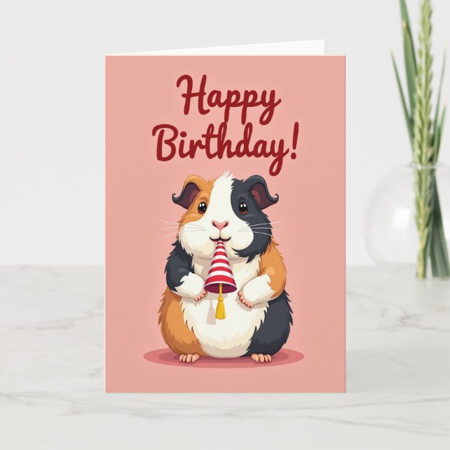Carte d'anniversaire de rongeur duveteux joyeux (Devant)