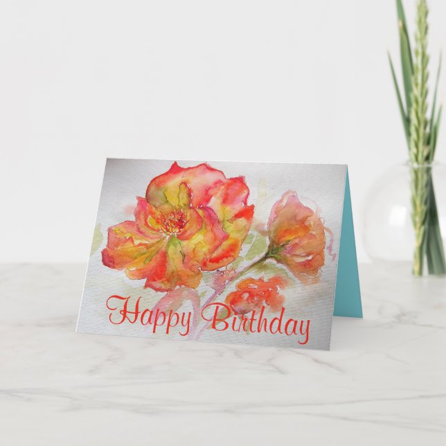 Carte d'anniversaire de Rose d'orange (Devant)