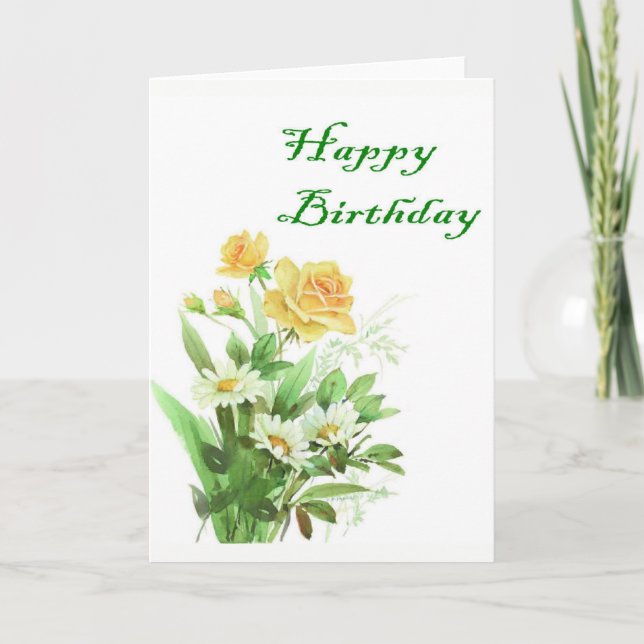 Carte d'anniversaire de rose jaune (Devant)