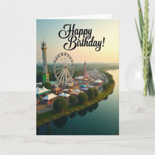 Carte d'anniversaire de roue de Ferris festive