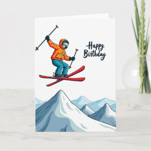 Carte d'anniversaire de saut à ski