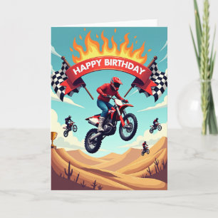 Carte d'anniversaire de saut de motocross