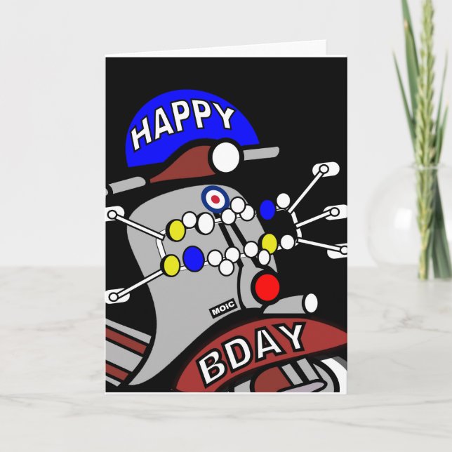 Carte d'anniversaire de scooter de mod (Devant)