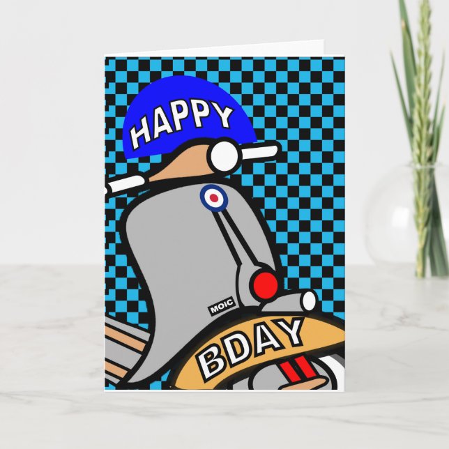 Carte d'anniversaire de scooter de mod (Devant)