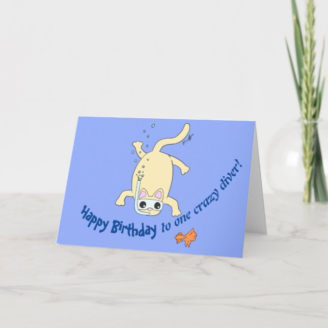 Carte d'anniversaire de Scuba Cat Diver (Devant)