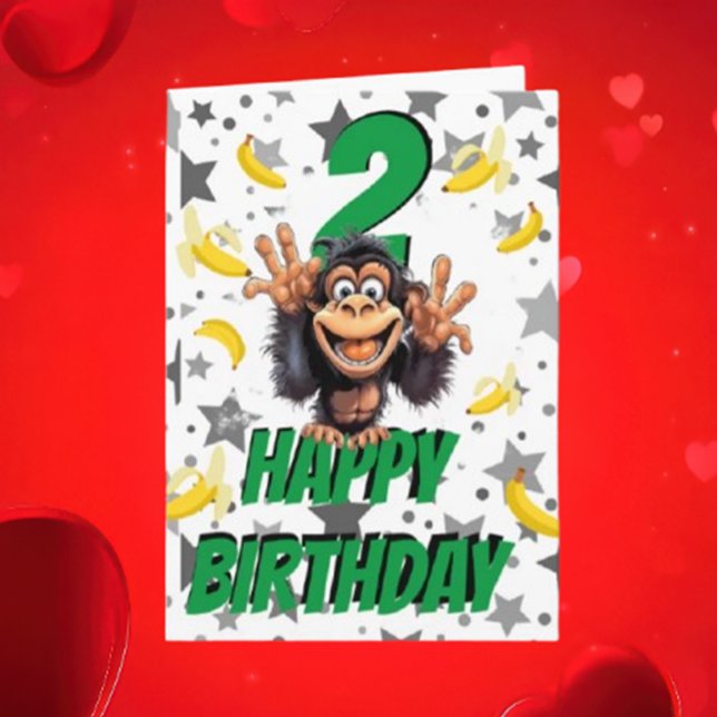 Carte d'anniversaire de singe (It's a cheeky monkey design that’s perfect for any kid’s birthday celebration)