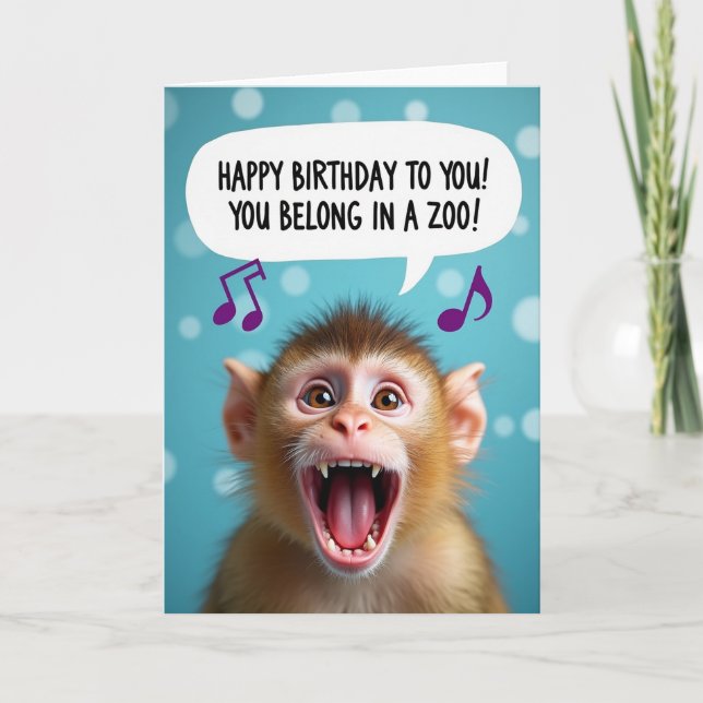 Carte d'anniversaire de singe animé (Devant)