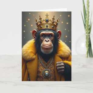 Carte d'anniversaire de singe couronné