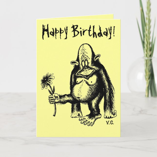 Carte d'anniversaire de singe drôle (Devant)