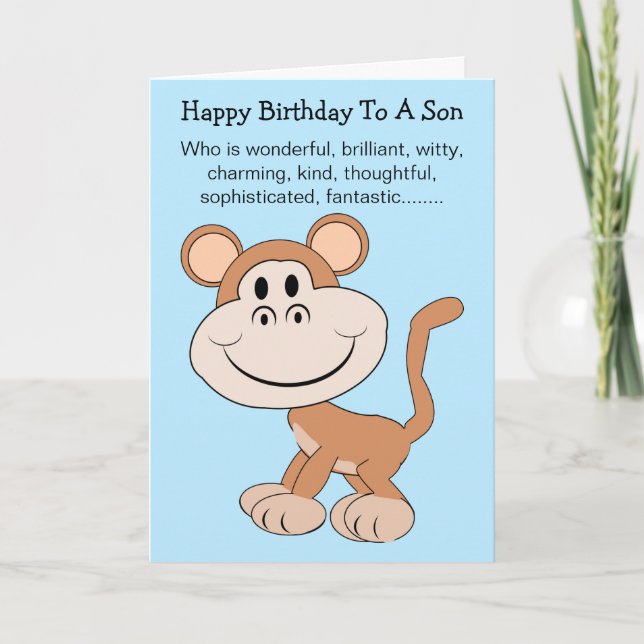 Carte d'anniversaire de singe Humorisore Son (Devant)
