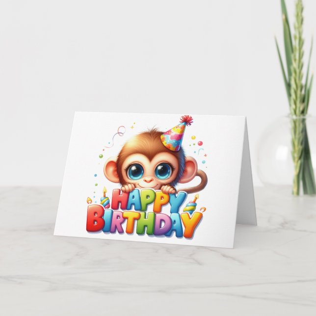 Carte d'anniversaire de singe mignon  (Devant)