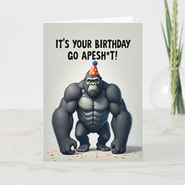 Carte d'anniversaire de singe puissant (Devant)