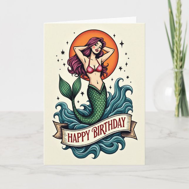 Carte d'anniversaire de sirène douce (Devant)