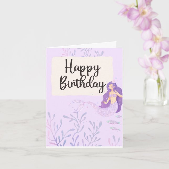 Carte d'anniversaire de sirène pour filles (Orchidée)