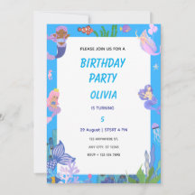 Carte d'anniversaire de sirène violette