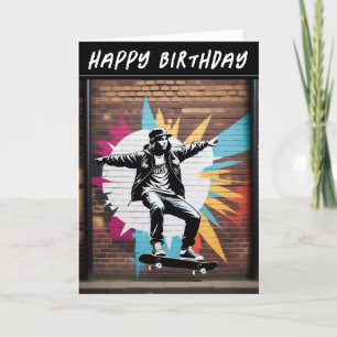 Carte d'anniversaire de skateboard graffiti mur St