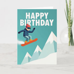 Carte d'anniversaire de snowboard passionnante