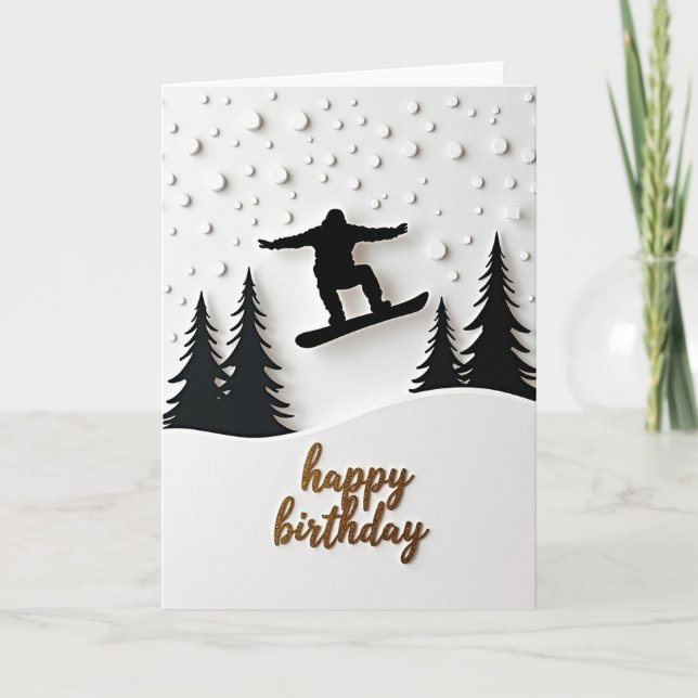 Carte d'anniversaire de snowboardeur d'hiver (Devant)