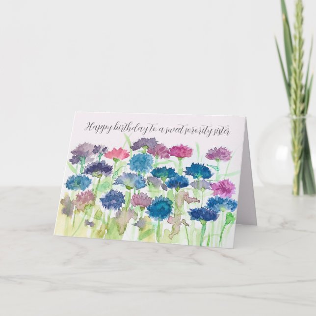 Carte d'anniversaire de sœur de sororité aux fleur (Devant)