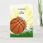Carte d'anniversaire de Son Basketball<br><div class="desc">Donnez à votre fils amateur de basket une carte de baseball et de batte avec un thème explosif de basketball! Un basket et une batte avec les mots "À un fils merveilleux".</div>