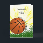 Carte d'anniversaire de Son Basketball<br><div class="desc">Donnez à votre fils amateur de basket une carte de baseball et de batte avec un thème explosif de basketball! Un basket et une batte avec les mots "À un fils merveilleux".</div>