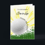Carte d'anniversaire de Son in Law Golfer<br><div class="desc">Donnez à votre gendre passionné de golf une carte de golfeur avec un thème de golf explosif! Une balle de golf en flammes avec les mots "À un beau gendre".</div>