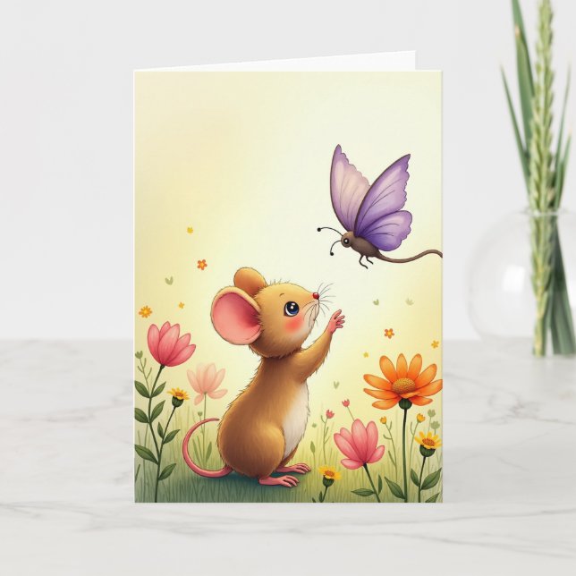 Carte d'anniversaire de souris fantaisiste (Devant)