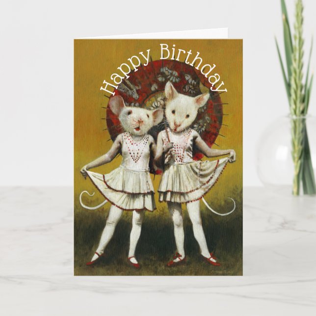 Carte d'anniversaire de souris vintage (Devant)