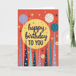 Carte d'anniversaire de style milieu de siècle