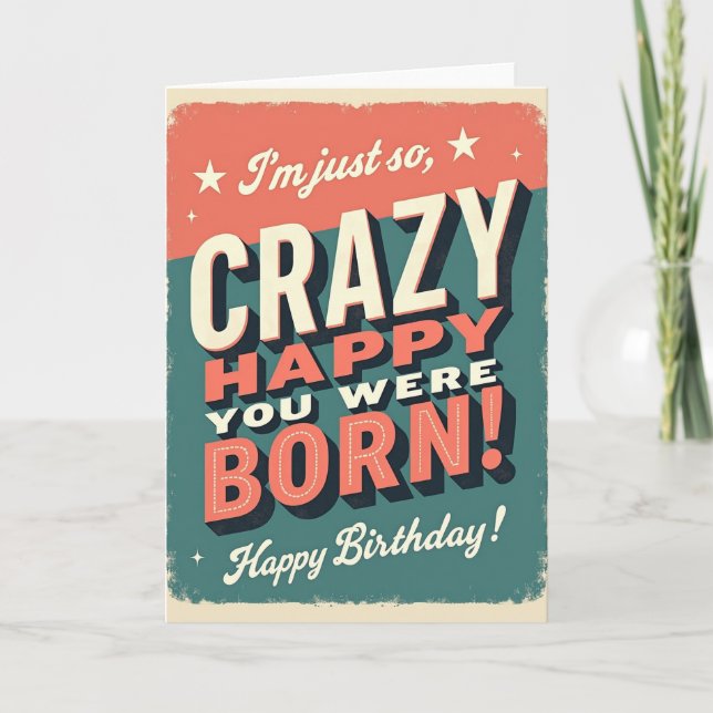 Carte d'anniversaire de style rétro (Devant)