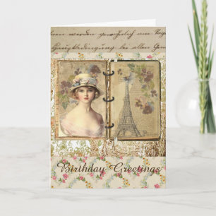 Carte d'anniversaire de style vintage pour les fem