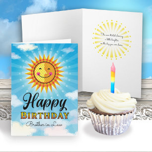 Carte d'anniversaire de Sun Brother souriante jaun