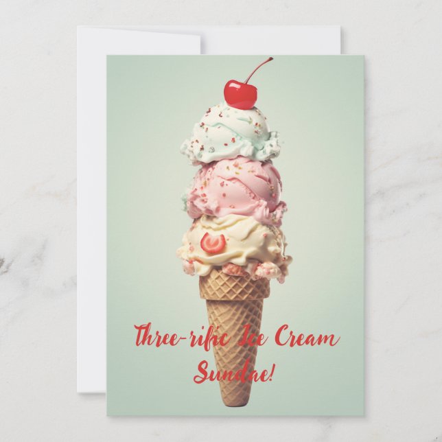 Carte d'anniversaire de sundae de glace Trois-tast (Devant)