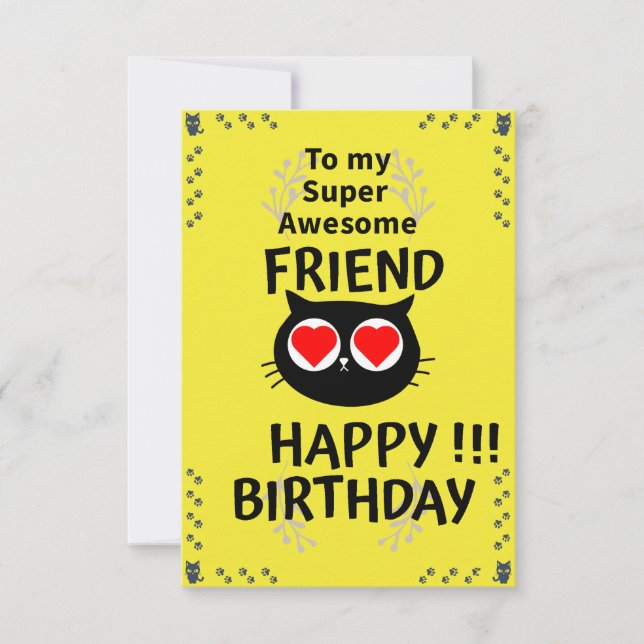 Carte d'anniversaire de super ami génial – Design  (Devant)