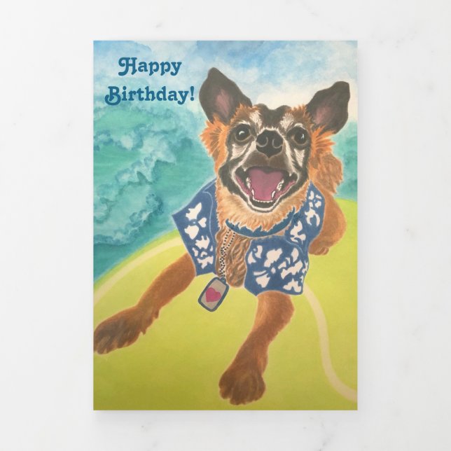 Carte d'anniversaire de surf Dog (Page de couverture)