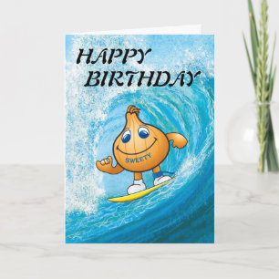 carte d'anniversaire de surfer de bonbon