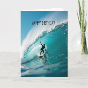 Carte d'anniversaire de surfeur