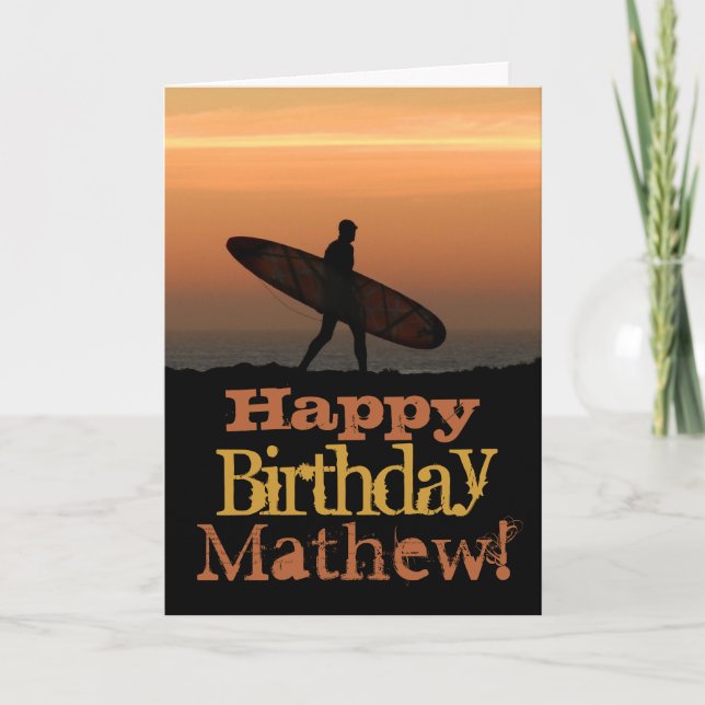 Carte d'anniversaire de surfeur personnalisable (Devant)