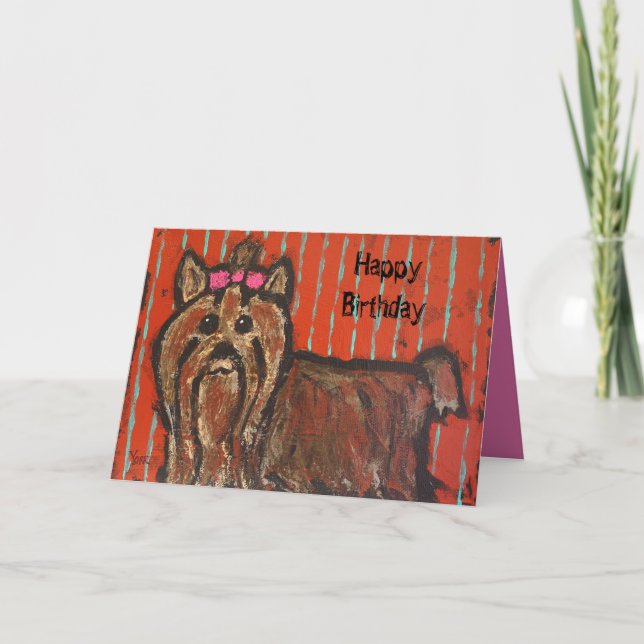 Carte d'anniversaire de terrier de Yorkshire (Devant)