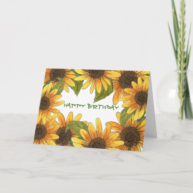 Carte d'anniversaire de tournesol (Devant)